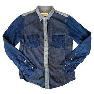 J Brand Daria Rinse Denim Chambray Button Down Shirt Size M